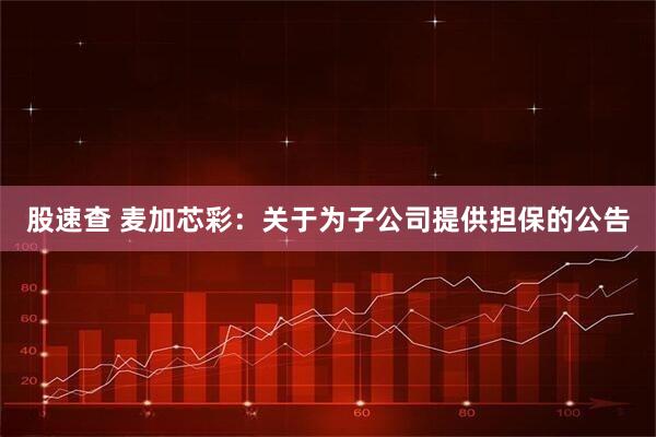 股速查 麦加芯彩：关于为子公司提供担保的公告